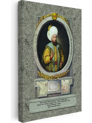 Kanvas Tablo Ikinci Murad Han Padişah Portresi Osmanlı Tablosu Ev Ofis Duvar Dekoru