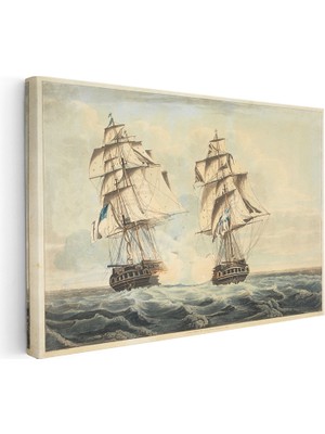 Kanvas Tablo Robert Dodd Deniz Savaşı Yelkenli Fırkateynler Ressam Tablosu Ev Ofis Dekoru