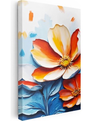 Kanvas Tablo Iki Renkli Geniş Yapraklı Çiçek Çiçek Tablosu Ev Ofis Duvar Dekoru