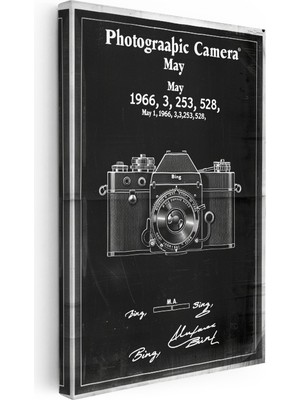 Kanvas Tablo Fotoğraf Makinesi Patent Çizimi Ön Görünüm Vintage Tablo Ev Ofis Duvar Dekoru