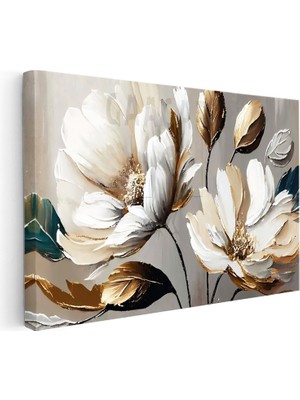 Kanvas Tablo Geniş Yapraklı Modern Çiçek Çiçek Tablosu Ev Ofis Duvar Dekoru