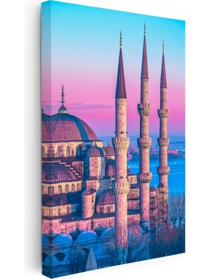Kanvas Tablo Sultanahmet Camii Üç Minare Şehir Mimari Tablo Ev Ofis Duvar Dekoru