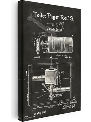 Kanvas Tablo Tuvalet Kağıdı Tutacağı Patent Çizimi Teknik Vintage Tablo Ev Ofis Duvar Dekoru