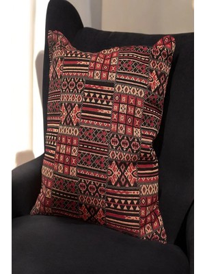 Sofline Kilim Desenli Kırlent Yüzü, Bohem Punch Kırlent Kılıfı, Nostaljik Desen Kırlent (45X45CM)