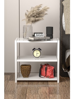 Bagax Çok Amaçlı 2 Raflı Komodin Yan Sehpa 40X30X42 cm
