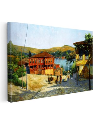 Kanvas Tablo Osmanlı Mahalle Yaşamı Sahnesi Osmanlı Tablosu Ev Ofis Duvar Dekoru