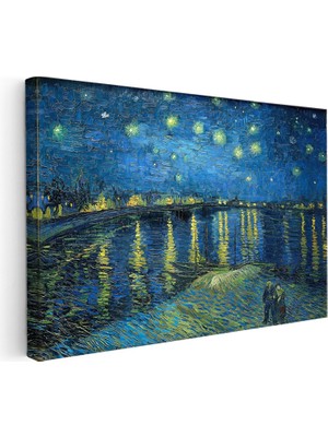 Kanvas Tablo Van Gogh Rhone Üzerinde Yıldızlı Gece Rıhtım Ressam Tablosu Ev Ofis Duvar Dekoru