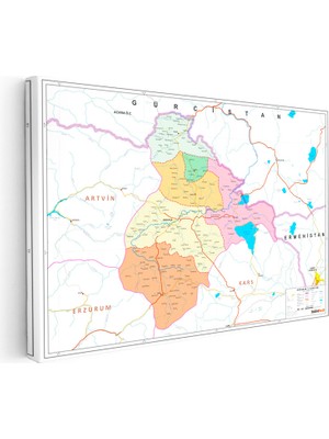 Kanvas Tablo Ardahan Yerleşim Planı Harita Tablosu Ev Ofis Duvar Dekoru