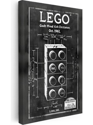 Kanvas Tablo Dört Katlı LEGO Blok Patent Çizimi Oyun Vintage Tablo Ev Ofis Duvar Dekoru