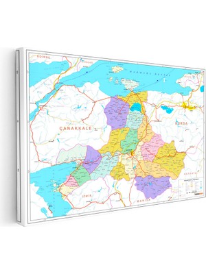 Kanvas Tablo Balıkesir Siyasi Sınır Harita Tablosu Ev Ofis Duvar Dekoru
