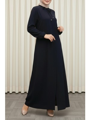 Moda Hayme Mevlana Ferace Lacivert A Kesim Kırışmaya Dayanıklı Tesettür Elbise