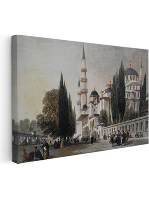 Kanvas Tablo Sultanahmet Camii Dış Avlu Osmanlı Tablosu Ev Ofis Duvar Dekoru
