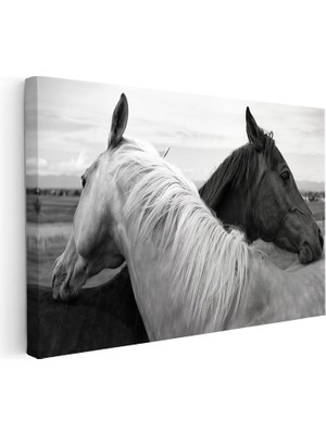 Kanvas Tablo Ikili Portre At Tablosu Ev Ofis Duvar Dekoru