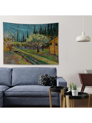 The Lucid Lab Orchard Bordered By Cypresses Duvar Örtüsü - 100 cm x 135 cm