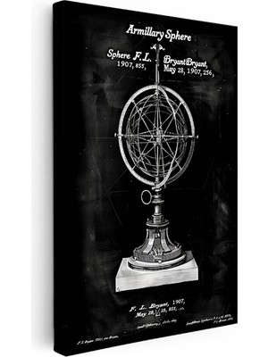 Kanvas Tablo Armillary Sphere Küre Kaideli Vintage Tablo Ev Ofis Duvar Dekoru