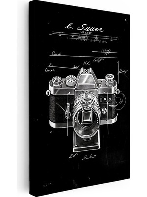 Kanvas Tablo Fotoğraf Makinesi Patent Çizimi Yakın Çekim Vintage Tablo Ev Ofis Duvar Dekoru