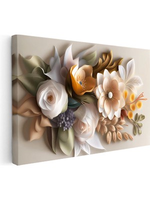 Kanvas Tablo Karışık Bahar Buketi Aranjmanı Çiçek Tablosu Ev Ofis Duvar Dekoru