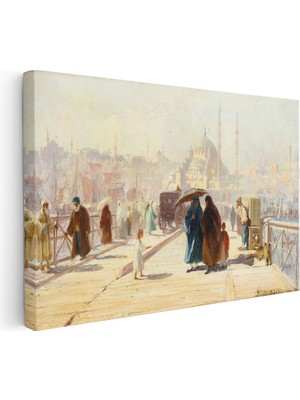 Kanvas Tablo Istanbul Köprü Üzeri Aile Yaşam Sahnesi Ev Ofis Duvar Dekoru