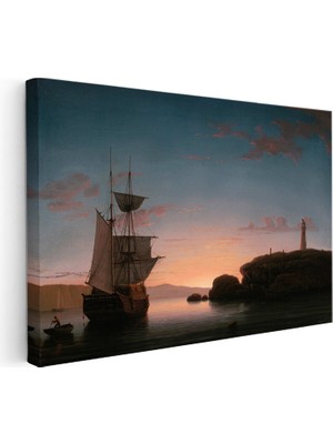 Kanvas Tablo Fitz Henry Lane Sunset At Sea Fener Ressam Tablosu Ev Ofis Duvar Dekoru