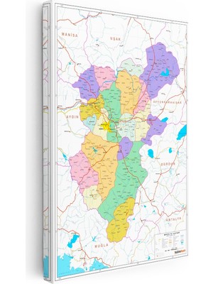 Kanvas Tablo Denizli Idari Yerleşim Planı Harita Tablosu Ev Ofis Duvar Dekoru
