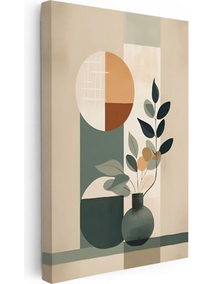 Kanvas Tablo Minimalist Vazo ve Yaprak Minimalist Tablosu Ev Ofis Duvar Dekoru