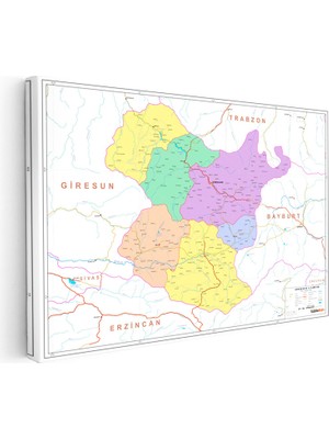 Kanvas Tablo Gümüşhane Yerleşim Planı Harita Tablosu Ev Ofis Duvar Dekoru