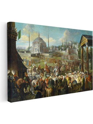 Kanvas Tablo Osmanlı Saray Önü Resmi Alay Sahnesi Ev Ofis Duvar Dekoru