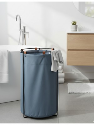 Maisonord Edda Deri Askılı Metal Gövdeli Retro Çamaşır Sepeti - Füme