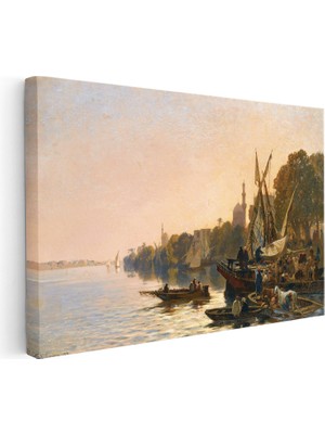 Kanvas Tablo Osmanlı Iskele Günlük Yaşam Sahnesi Osmanlı Tablosu Ev Ofis Duvar Dekoru