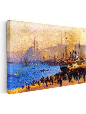 Kanvas Tablo Osmanlı Liman Ticaret Sahnesi Osmanlı Tablosu Ev Ofis Duvar Dekoru