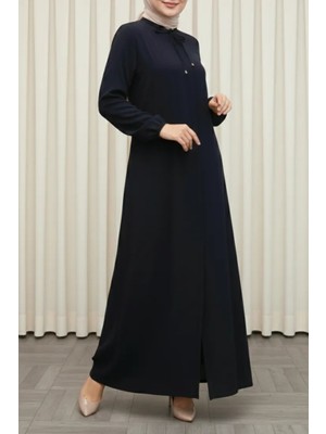 Moda Hayme Mevlana Ferace Lacivert A Kesim Kırışmaya Dayanıklı Tesettür Elbise