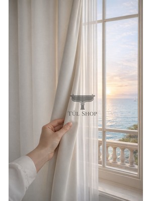 Tül Shop Peteküstü Ekru Saten Güneşlik Perde Yoğun Dokulu Sade ve Lüks Tasarım