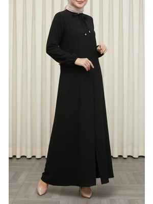 Moda Hayme Mevlana Ferace Siyah A Kesim Kırışmaya Dayanıklı Tesettür Elbise