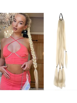 Üçlü Örgü Tokalı At Kuyruğu / Platin