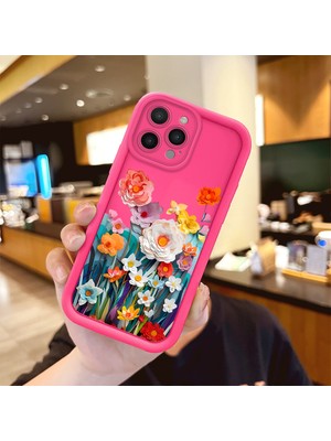 HONTINGA iPhone 15 Pro Max ile Uyumlu Kılıfı Düşüme önleyici Basitlik Anti Düşme Kamera Korumali şirin çiçek Desen Gül Kırmızı Yumuşak Silikon Telefon Kılıfı Kadın ve erkek için uygundur K8-0092