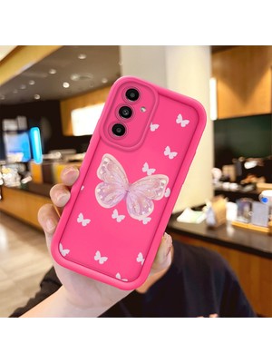 HONTINGA Samsung Galaxy A04s ile Uyumlu Kılıfı Düşüme önleyici Basitlik Anti Düşme Kamera Korumali şirin Kelebek Desen Gül Kırmızı Yumuşak Silikon Telefon Kılıfı Kadın ve erkek için uygundur K8-0095