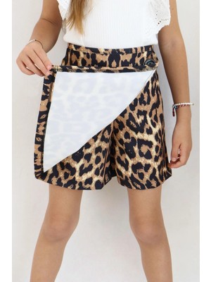 Breeze Kız Çocuk Leopar Şort Etek BRE-21475