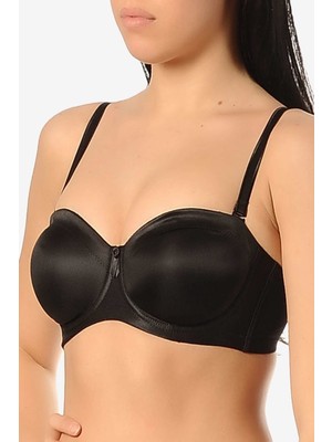 Yeni İnci 1680 Straplez Toparlayıcı Minimizer Sütyen Kadınlar için Siyah Dikişsiz Rahatlık Sağlar