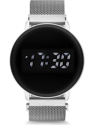 Spectrum Mıknatıslı Hasır Kordon Dijital Unisex Saat Beyaz Çelik Kasa Suya Dayanıklı Değil