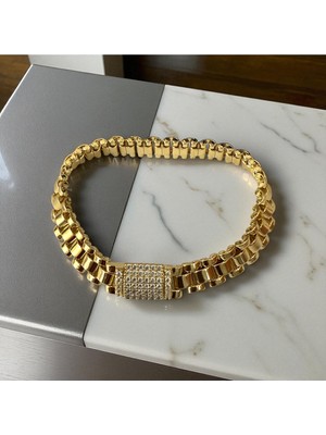 Lunays Xopıng Model Örgü Kadın Gold Renk Bileklik