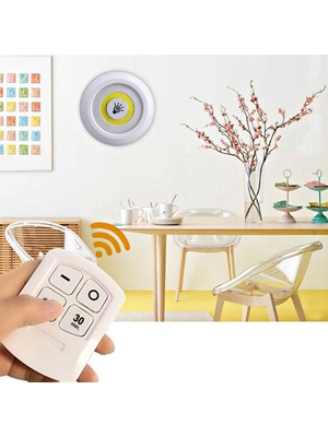 Çetiner Group® 3lü Uzaktan Kumandalı Pilli Yapışkanlı Kablosuz LED Spot Lambalar