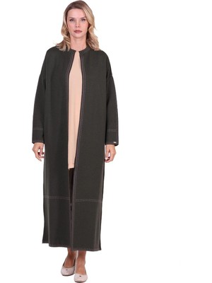 Invee Road Yün Triko Uzun Hırka Haki