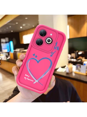 HONTINGA Tecno Spark 20C ile Uyumlu Kılıfı Düşüme önleyici Basitlik Anti Düşme Kamera Korumali şirin Kalp Desen Gül Kırmızı Yumuşak Silikon Telefon Kılıfı Kadın ve erkek için uygundur K8-0098