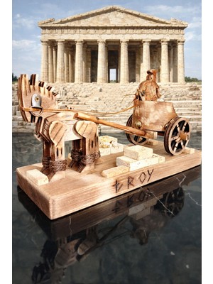 Gökçen Hobi Truva Atı Aşil Atlı Savaş Arabası Ahşap Biblo