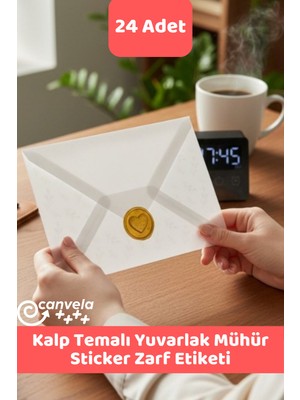 İstisna Kalp Temalı Gold Renk Yuvarlak Mühür Sticker Ürün Ambalaj Paket Düğün Davetiye Zarf Etiketi