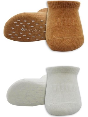 NW NessiWorld 2'li Sneakers Kaymaz Colours Penye Çorap 20104 Ekru Hardal