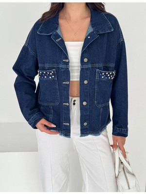 Noa Noa Cepleri Taş Detaylı Kısa Kot Ceket