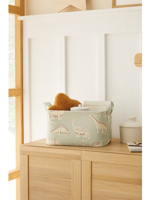 Ocean Home Textile Çocuk Odası Dinozor Oyuncak Düzenleyici Saklama Sepeti 30x21x18 cm