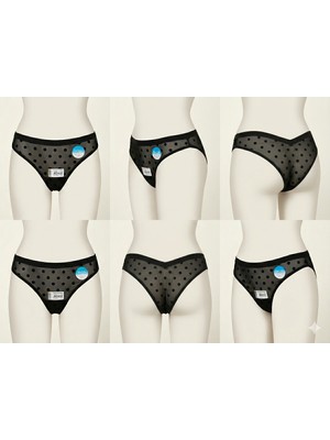 Berrak 11728 Brazilian Siyah Kadın Tül  Külot 6'lı Paket