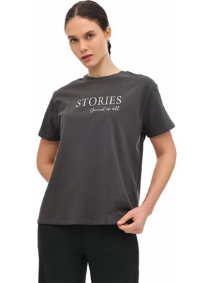 Lumberjack Wl 11STORY 6fx Gri Kadın Kısa Kol T-Shirt